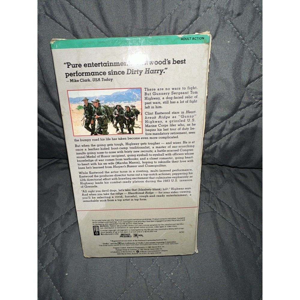 Heartbreak‎ Ridge (VHS, 1990) - Picture 2 of 2